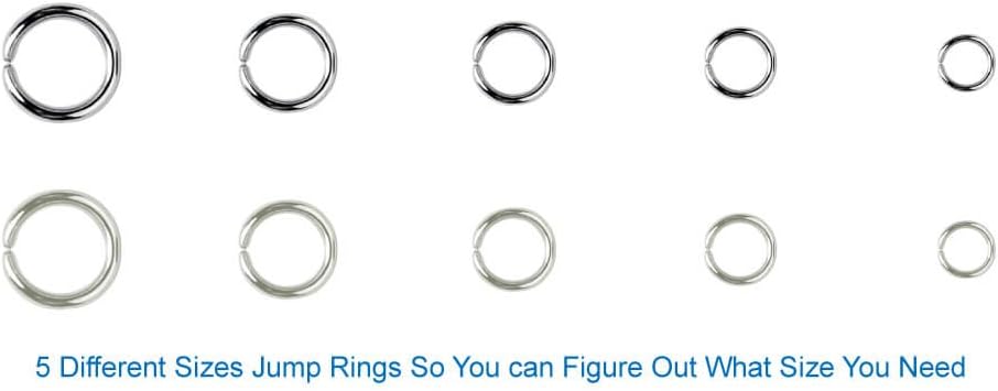 Jump Rings for Jewelry Making Supplies with Jump Ring Pliers (1200Pcs Dull Silver and Bright Silver)