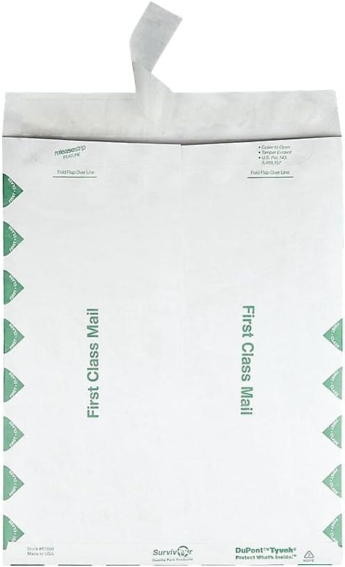 Survivor Tyvek USPS First Class Mailer, 10 x 13, White, 100/Box (QUAR1590)