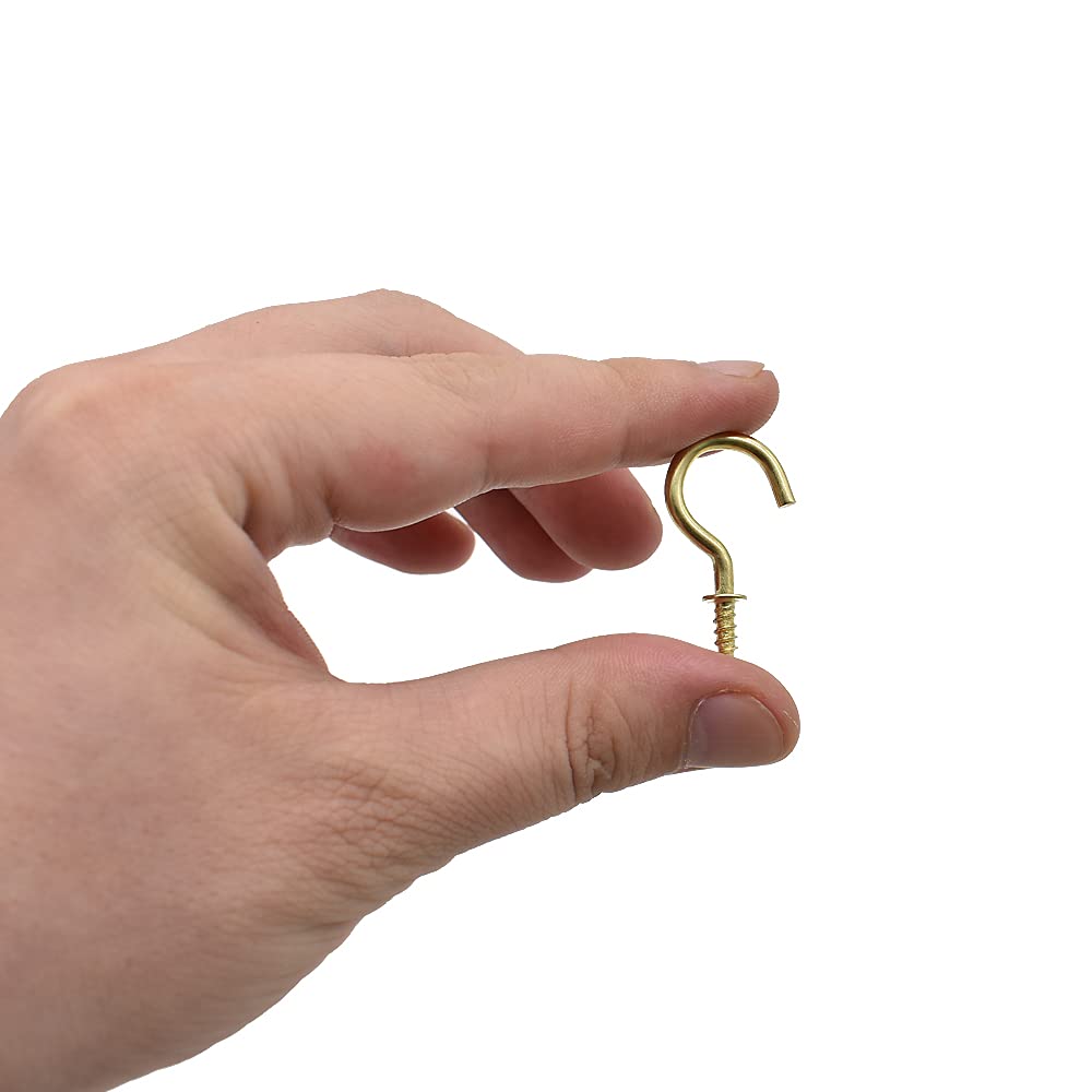 7/8 Inches 50Pcs Brass Plated Ceiling Hooks Cups Screw Hooks