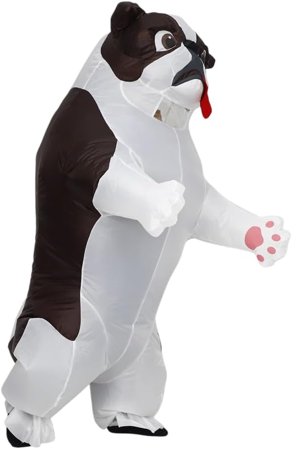 Funny Inflatable Costume for Adult Blow up Bullydog Costume Halloween Party Puppy Dog Cosplay Costume Onesie