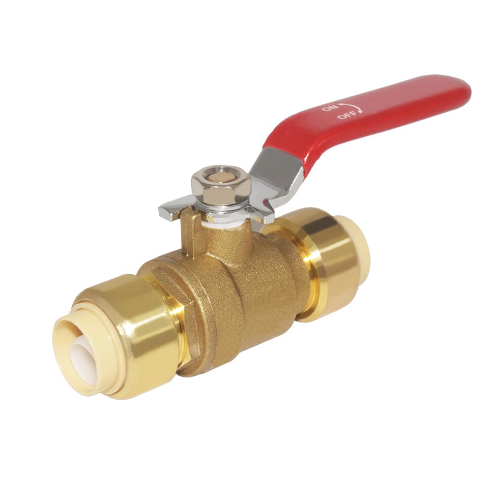 Hooshing 2 Pack 1/2 Inch Push-Fit Full Port Ball Valve, Red Handle