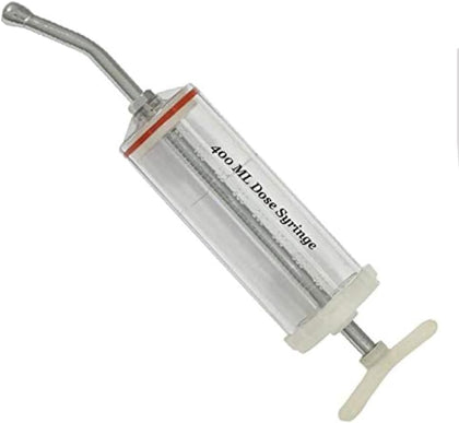 Plastic Dose Syringe 400mL for Horses & Livestock – Reusable Veterinary Drencher with Stainless Steel Nozzle, Large