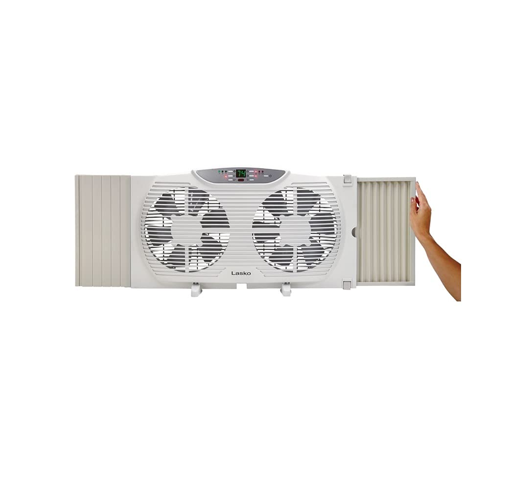 Electrically Reversible Twin Window Fan with Remote Control, W09550
