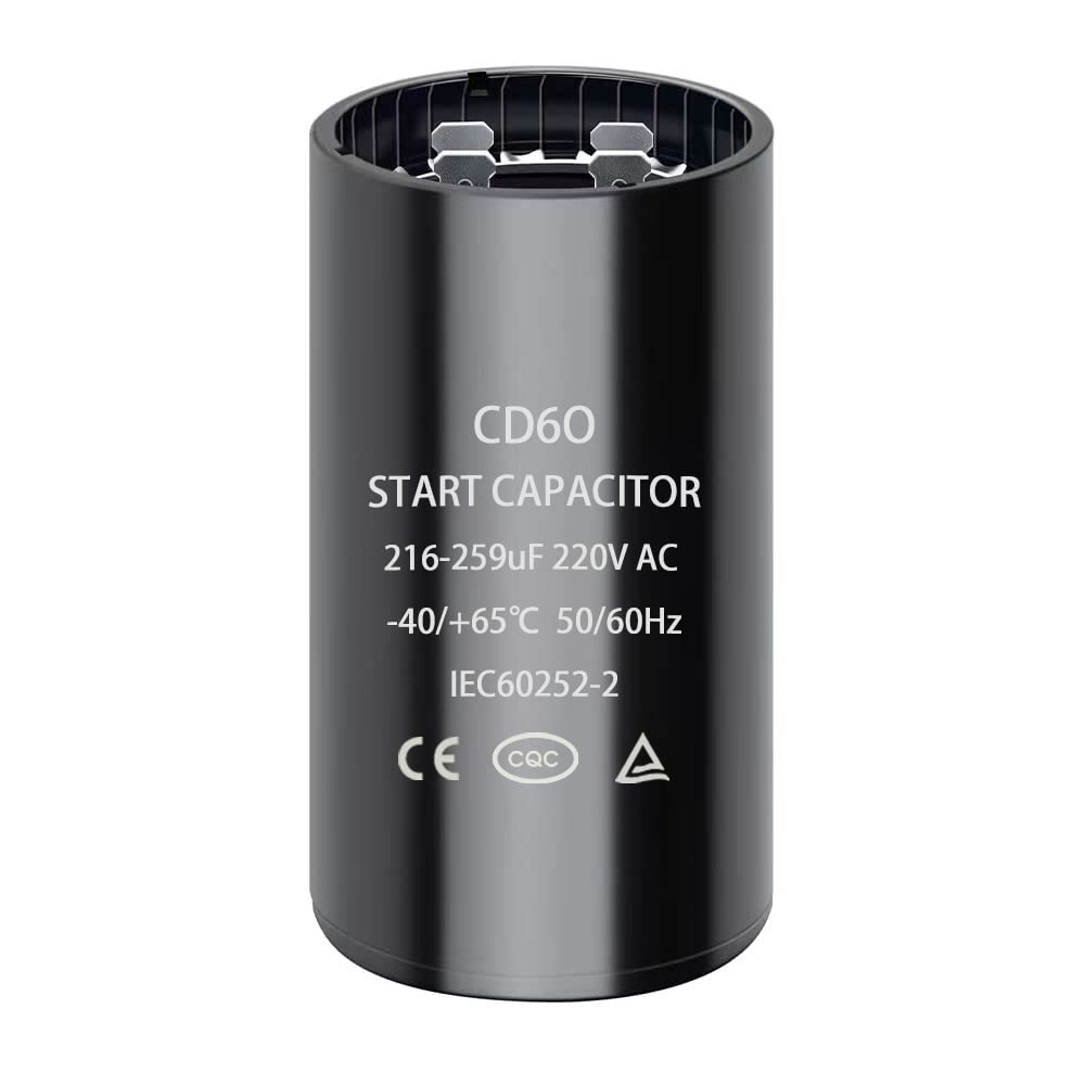 216-259 uf/MFD 220-250 VAC Round Start Capacitor ±20% 50/60 Hz CD60 Round Motor Well Pump Start Capacitor