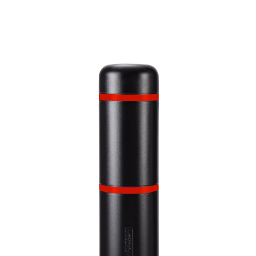 BollardGard 7" x 52" Bollard Cover Black - Innoplast (Black red Tape)