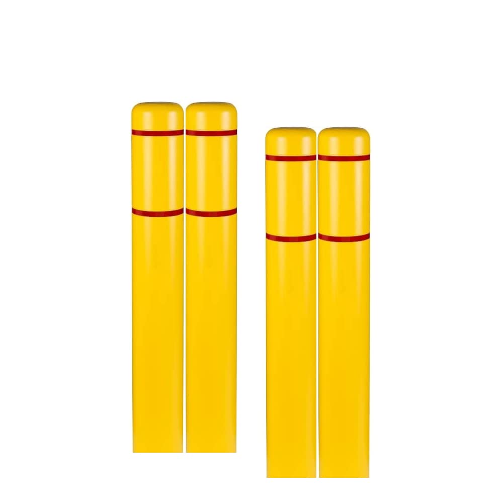 BollardGard 7" x 52" 4-Pack Bollard Cover (Yellow Red Tape)