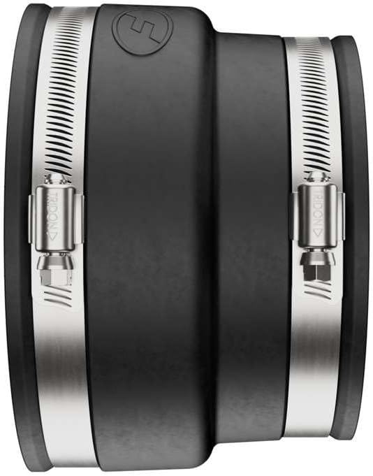 Fernco P1002-46 Flexible PVC Sewer Drain Pipe Coupling for Clay to Cast Iron, Plastic or Steel Plumbing Waste Connections 4" x 6"