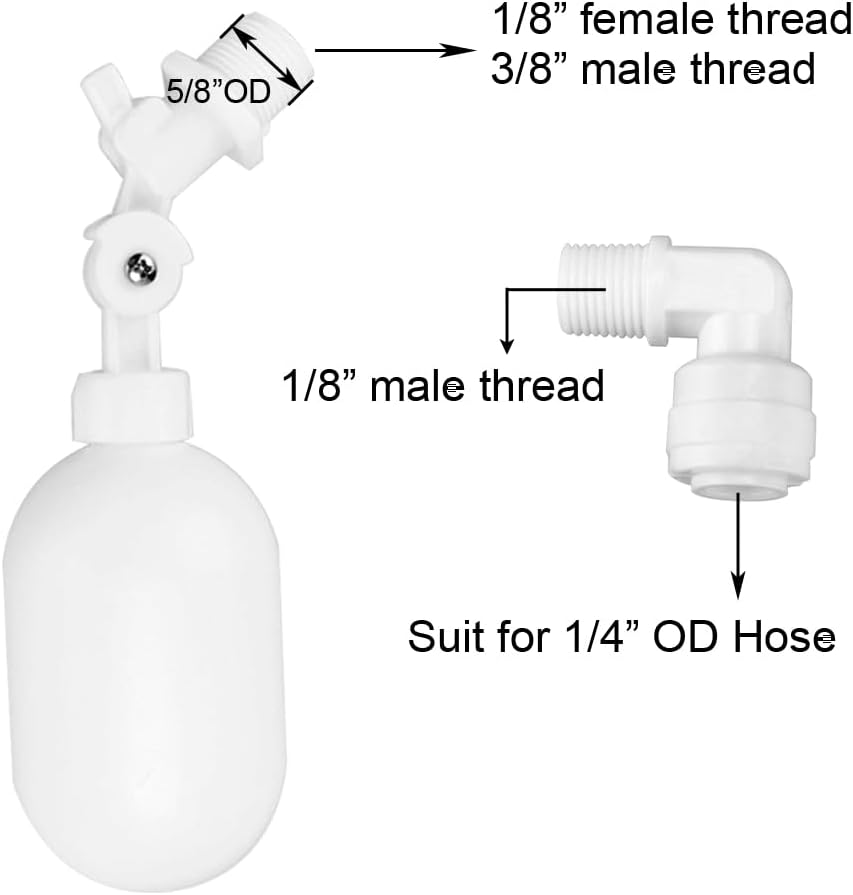 3Pcs Float Ball Valve 1/4" Quick Connect Plastic Tank Control Valve