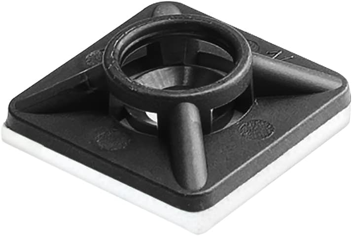 0.75 Inch Zip Tie Mounts, 3M Tape Self Adhesive, Black, 200 Pack | Cord Management, Cable Tie Anchors, Desk & Table