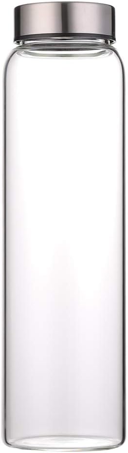 Glass Water Bottle 32 oz High Borosilicate with Neoprene Sleeve Leak Proof Lid Reusable Eco Friendly Bpa Free