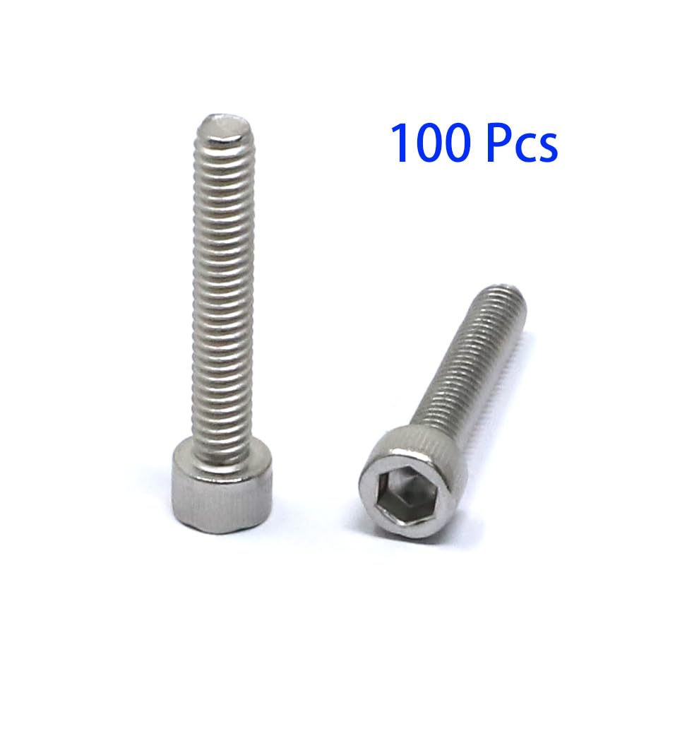 iexcell 100 Pcs #8-32 x 1 Stainless Steel 304 Hex Socket Head Cap Screws Bolts Kit