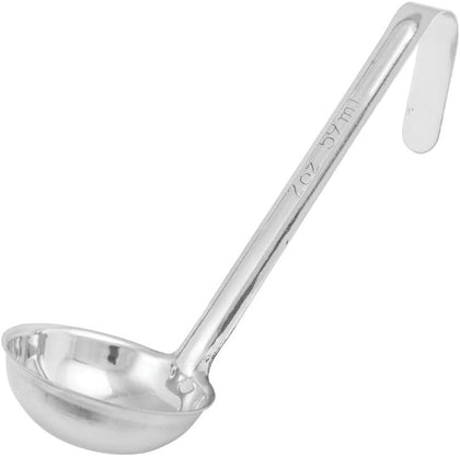 2.0 oz Stainless Steel One-Piece Ladle with 6" Short Curved Tip Handle- Heavy-Duty Serving Ladle Spoon Serving Scoops