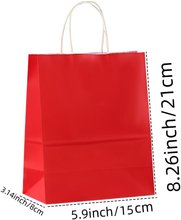 50-Pack 5.9x3.1x8.3 inches Red Gift Bags with Handles