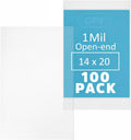 14" x 20" Open-End Flat Poly Bags, Extra-Large, 100 Pack, 1 Mil Lightweight