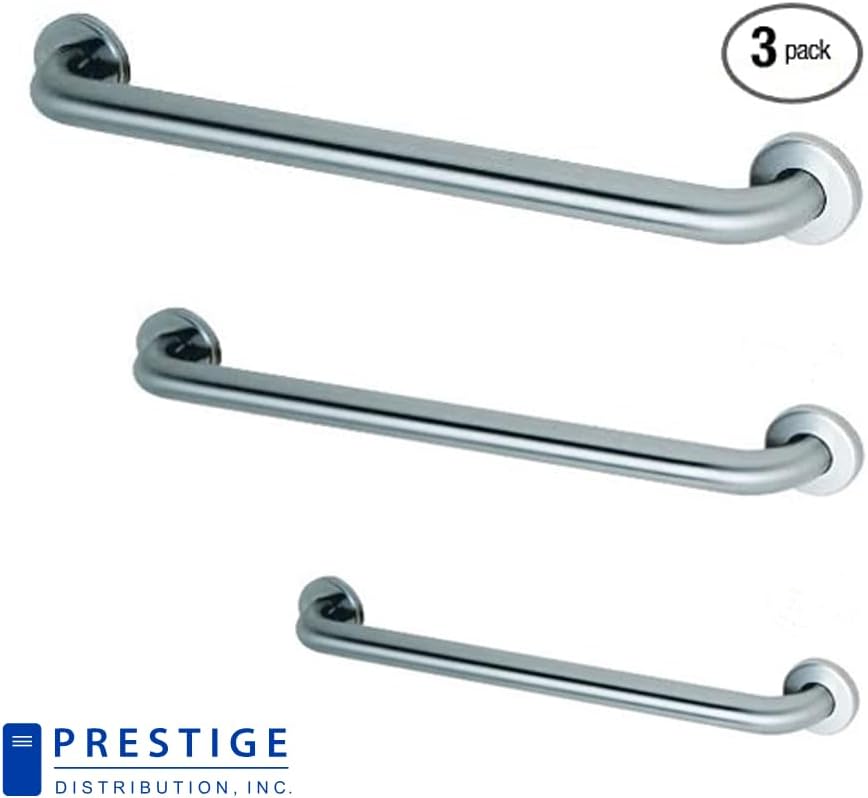 Commercial Grab Bar Bundle for Commercial Restrooms - ADA Compliance - 1.5" Diameter - 18", 36", 42" - Pack of 3