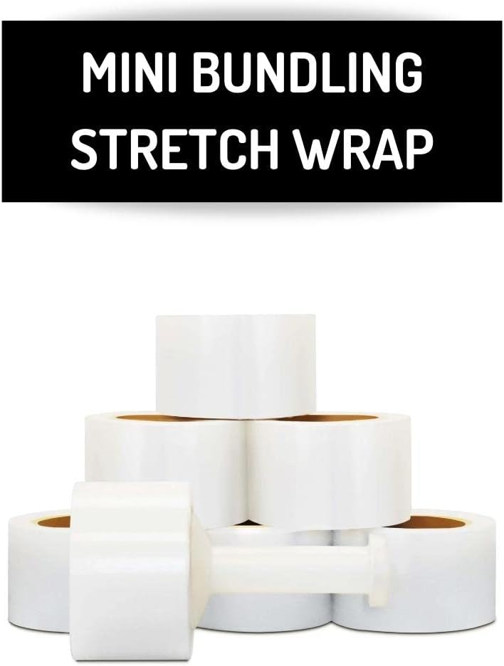PSBM Pre-Stretched Mini Stretch Wrap 3 Inch x1000 Feet Clear 18 Pack