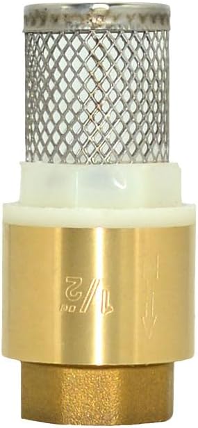 VARMHUS Brass Foot Valve with Filter, Check Valve for Water Pump, NPT Thread, Prevents Backflow (1/2inch)