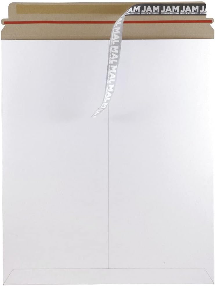 Stay-Flat Photo Mailer Envelopes with Peel & Seal Closure - 12 3/4 x 15 - White - 6 Rigid Mailers/Pack