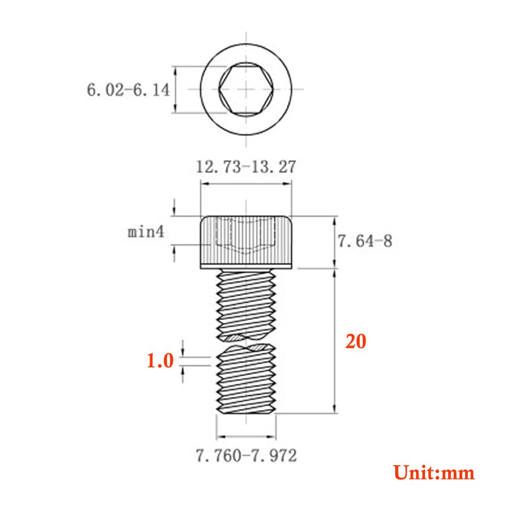Junter 10pcs M8-1.0 x 20mm Fine Thread Metric Hex Socket Head Cap Screws