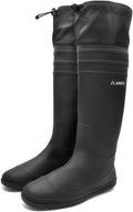 Mens Rubber Rain Boots Knee High Waterproof Packable Tall Garden Boots Lightweight Farm Mud Boots NOT FOR WIDE CALF