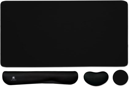 4-in-1 Large Gaming Mouse Pad, Keyboard Wrist Rest Pad & Wrist Support Mousepad Set, Extended Desk Pad Waterproof