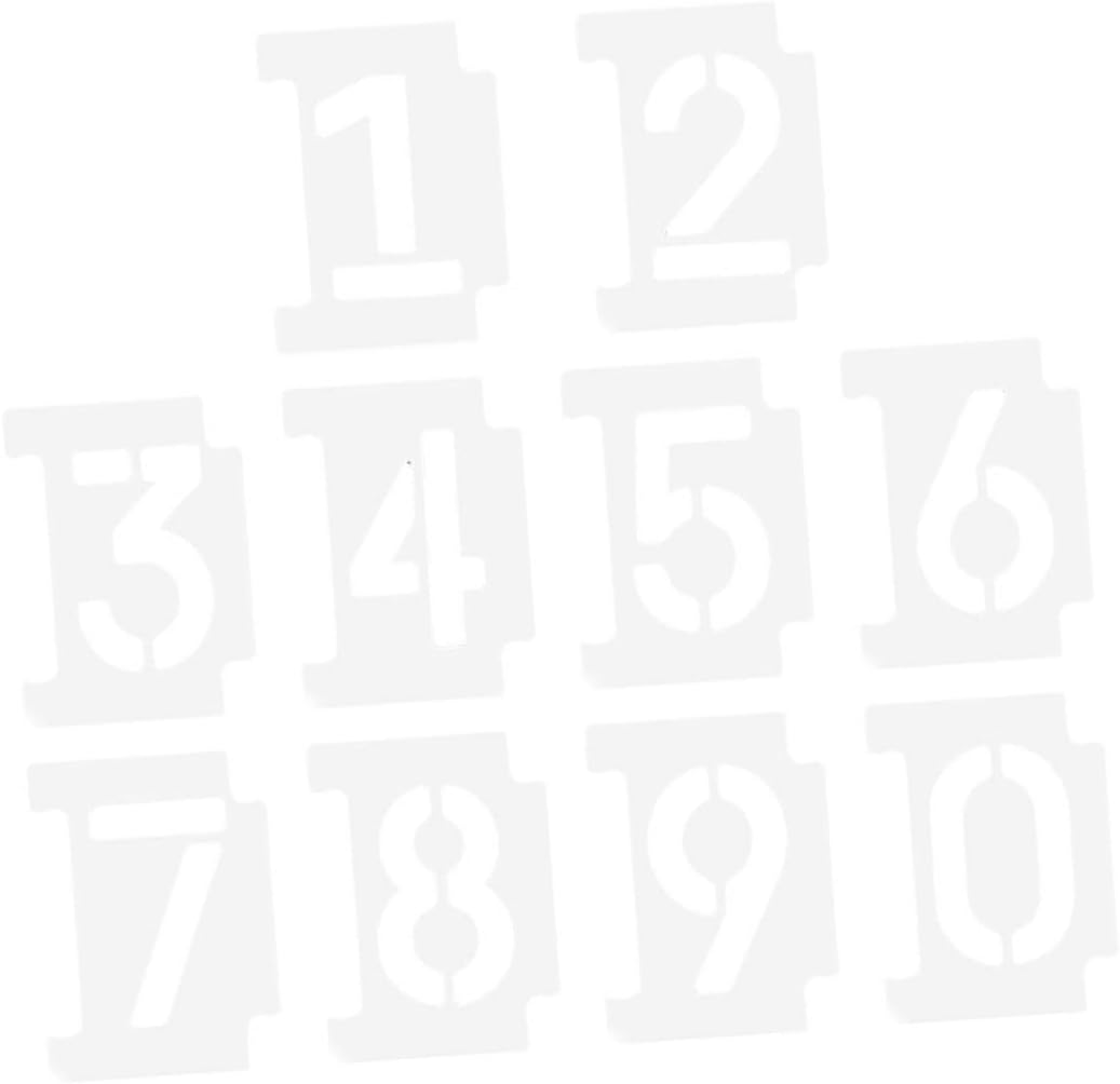 2 Sets Reusable Pet Number Stencils Curb Stencil Kit with Interlocking Design for Address Painting Durable Thick