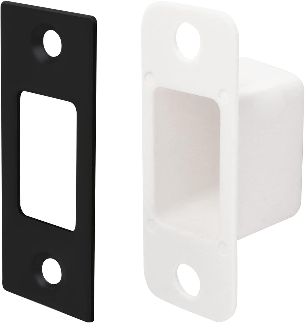 Nuk3y Deadbolt Strike Plate Square Corner 1-1/8"" x 2-3/4"" with dustbox (Matte Black)