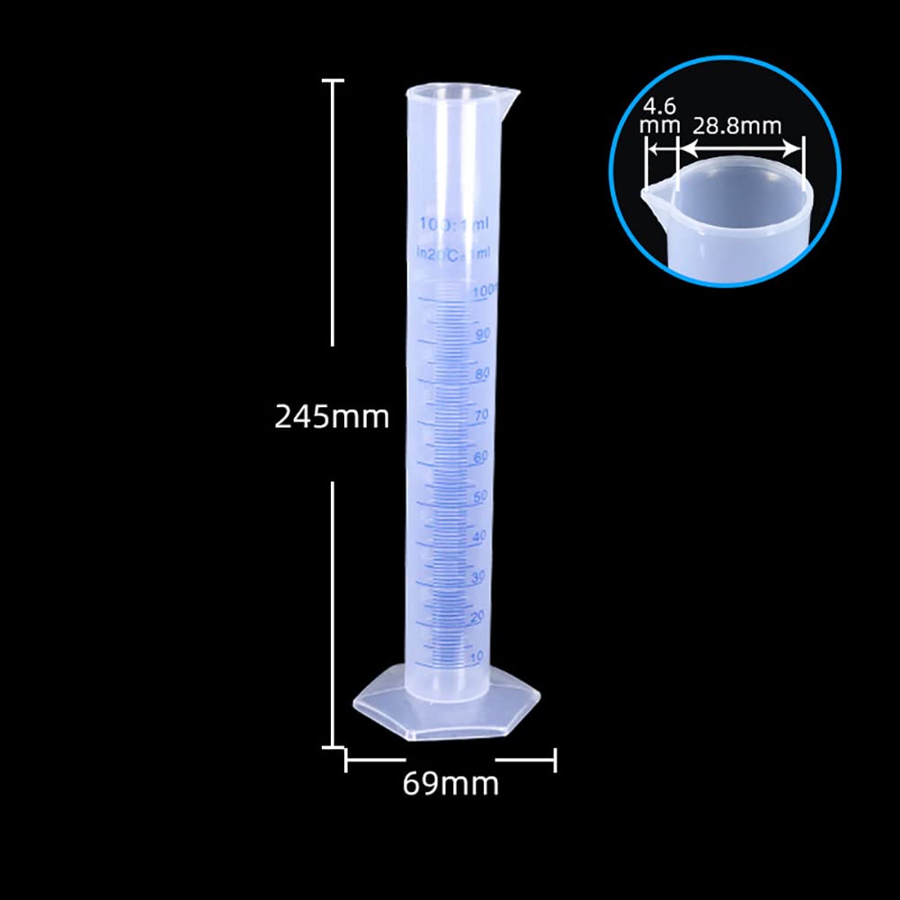 4 Sizes Plastic Measuring Graduated Cylinder Blue Line Graduated Cylinder Transparent Measuring Cylinder Set with
