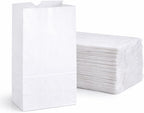 Kraft White Bag 8-100 8lb Kraft White Paper Bags - Pack of 100ct, White Bags