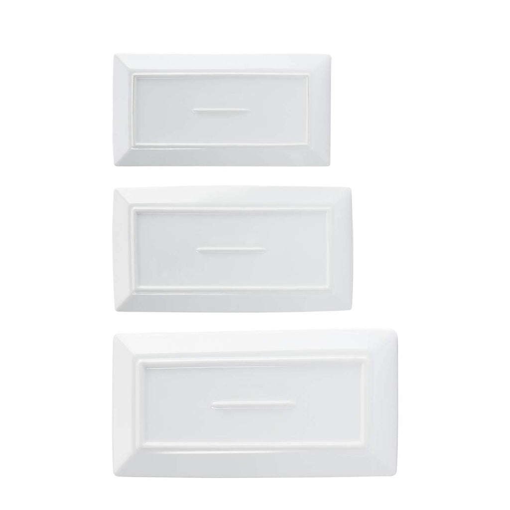 3-Piece Porcelain Serving Platters, Oven Safe, for Entertaining, Appetizer, Dinner, Dessert, 12.75 inch, 11 inch, 10