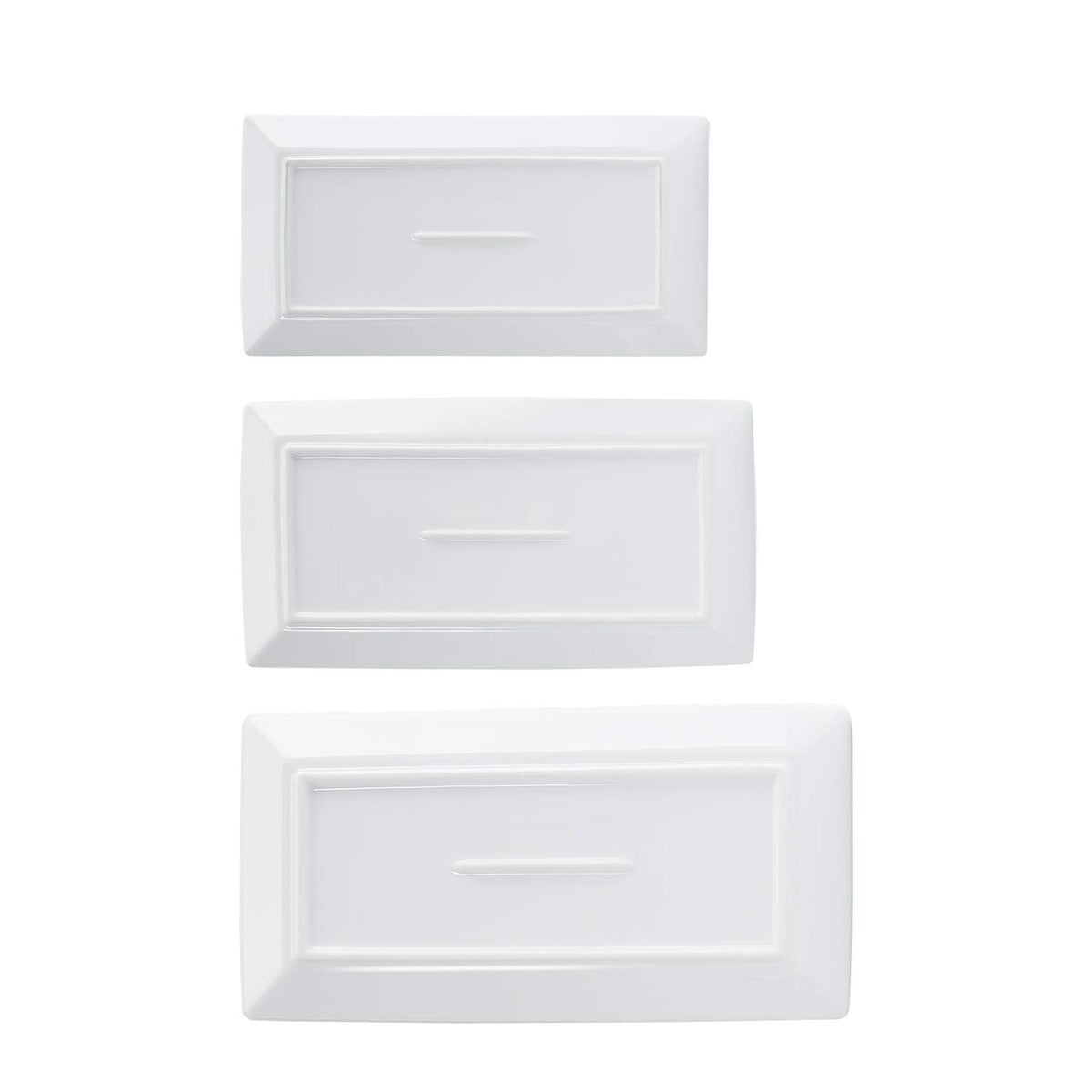 3-Piece Porcelain Serving Platters, Oven Safe, for Entertaining, Appetizer, Dinner, Dessert, 12.75 inch, 11 inch, 10