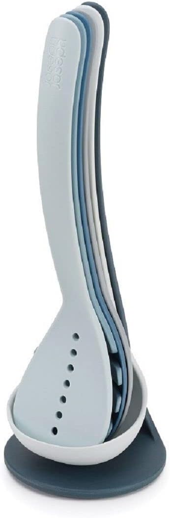 Nest Utensils Compact Stacking Kitchen Tool Set with Magnetic Storage Stand Nylon, 5-piece, Editions- Sky,Blue