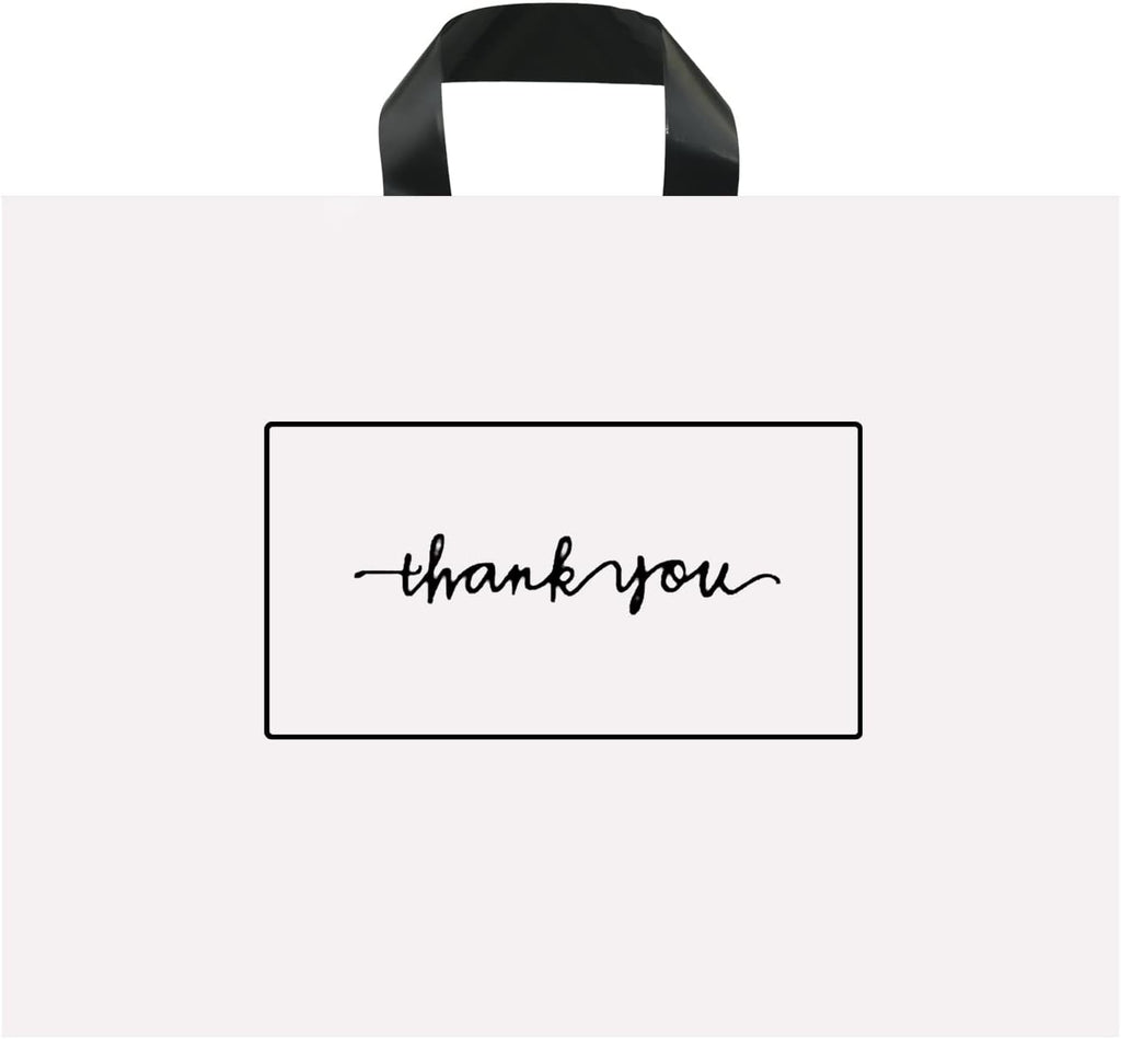 Thank You Shopping Bags - Soft Loop Handles White 50Pcs 12x15In