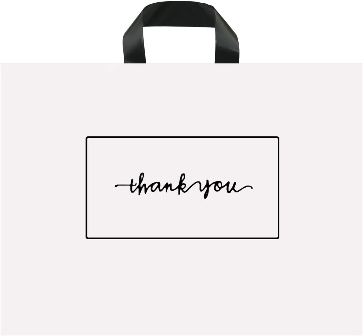 Thank You Shopping Bags - Soft Loop Handles White 50Pcs 12x15In