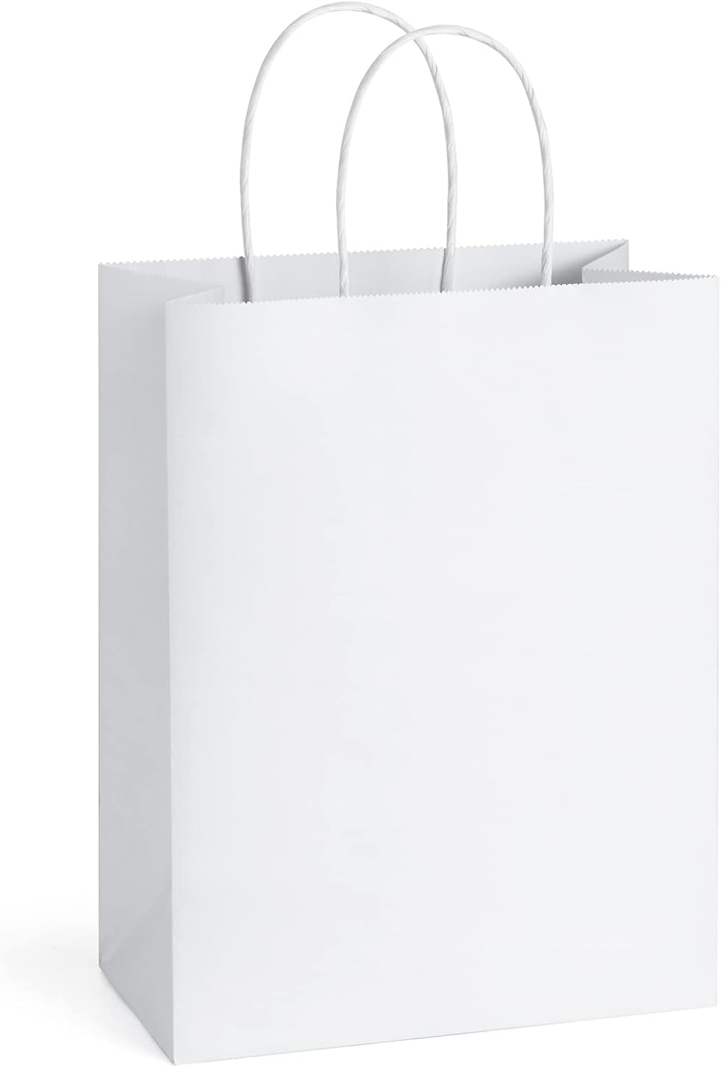 Medium Gift Bags with Handles 8x4.25x10.5 Inch White 50 Pack Bulk