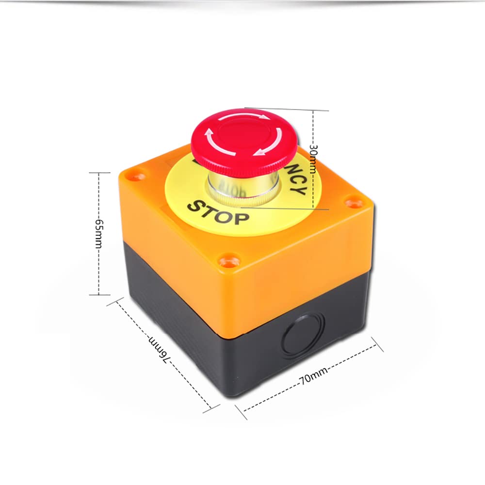 Emergency Stop Push Button Switch,1 NC Waterproof IP65 AC 660V 10A