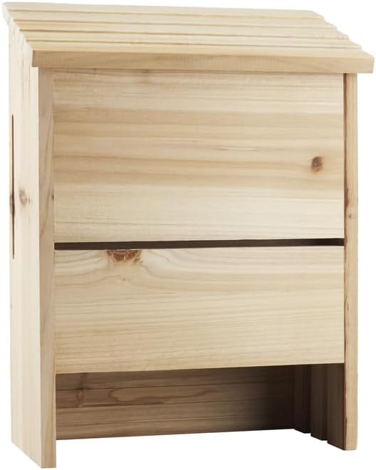 Outdoor Bat House for Mosquito Control with 3 Roosting Chambers, Holds 75 Brown Bats - Natural Wood