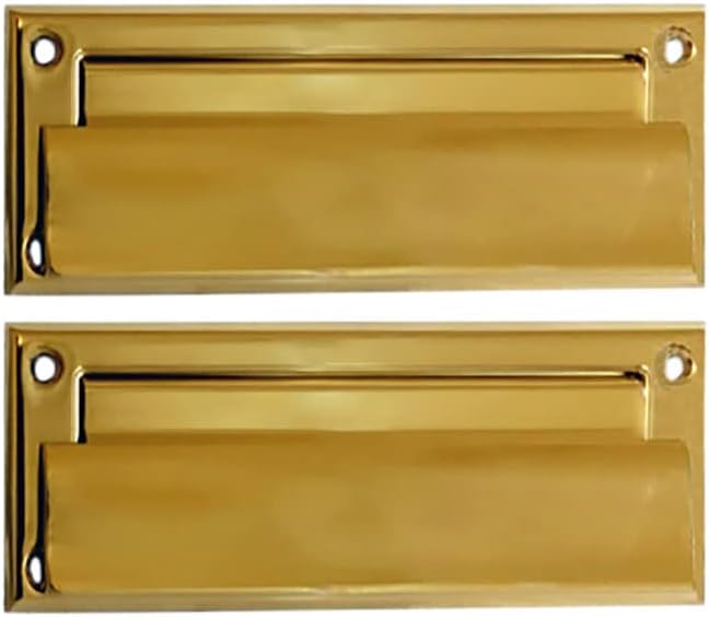 Solid Brass Mail Slot With Interior Frame and Back Plate, 8-7/8''X2-7/8", Polished Brass, 1 Pack, Made in Taiwan