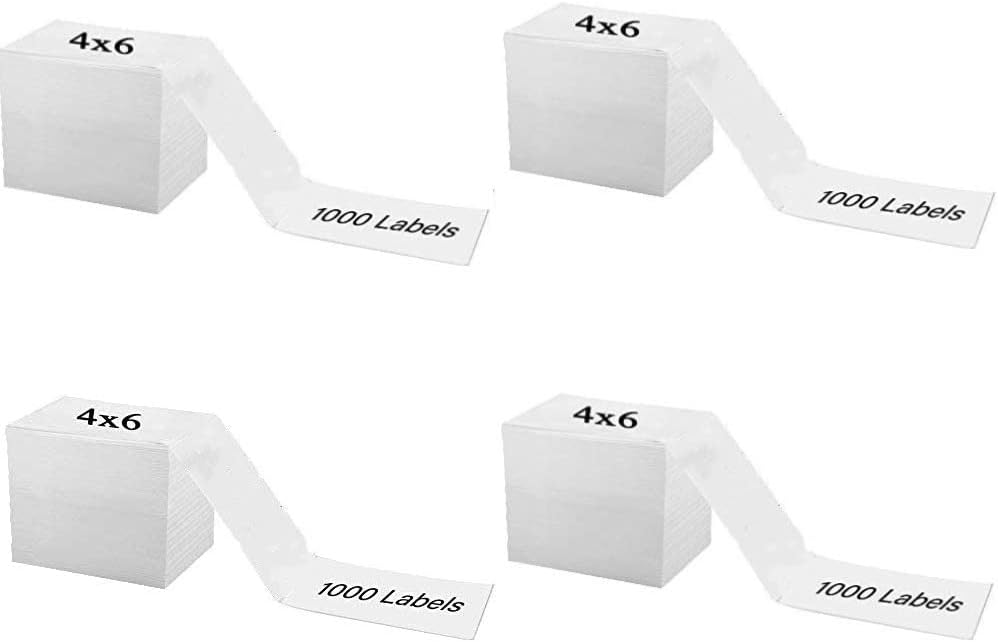 4x6 Shipping Label 4000 Fanfold Labels for Rollo, Zebra Direct Thermal Printer, with Perforations