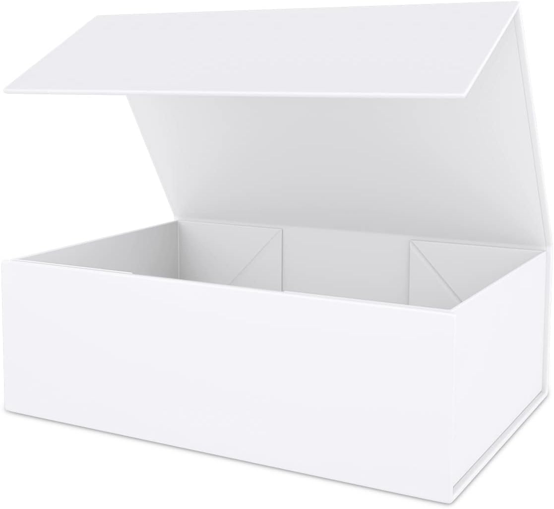 White Gift Box 12" x 6" x 4", Magnetic Closure Lid Gift Boxes for Presents