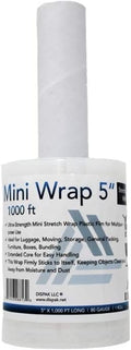 Mini Stretch WRAP Film, Handle 5" Packaging 1000 Ft. 80 Gauge