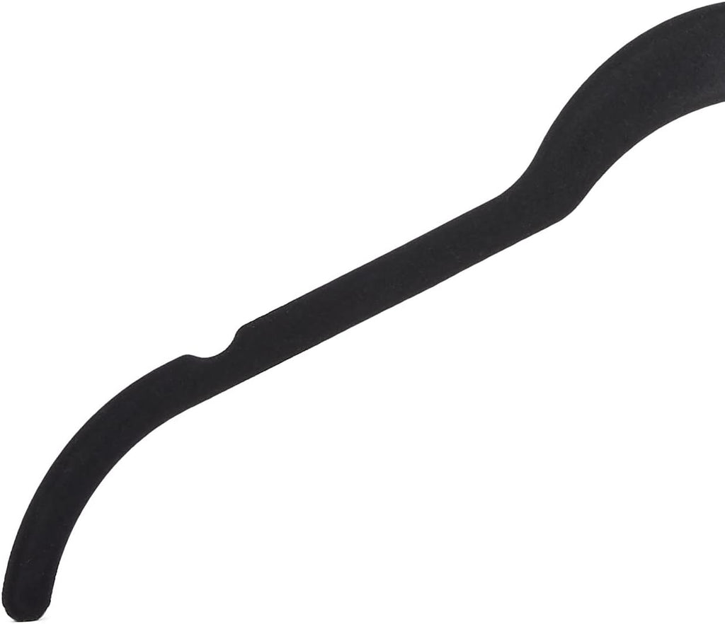 Space-Saving Slim Velvet Non-Slip Clothes Hangers for Closet Organization, Sturdy with Shoulder Notches, Black, 50-Pack