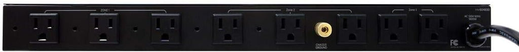 15 Amp Power Conditioner and Sequencer - 8 Outlets, 3 Zones, 1U Rack Mount, Black - Stage Right