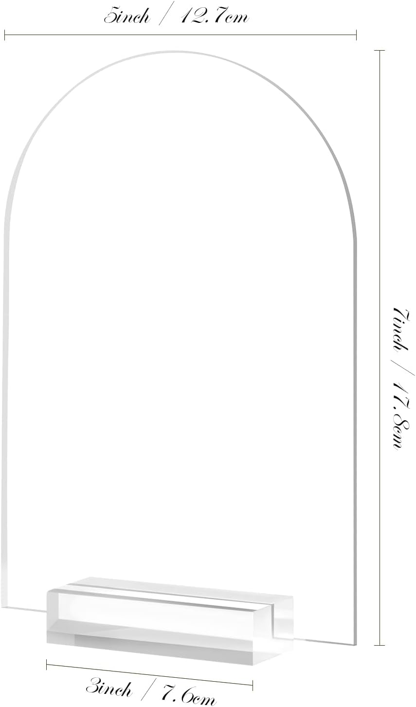 5x7 Inch Clear Arch Acrylic Sign with Stand-10 Pack Clear Blank Arched Acrylic Sheets with Holder, DIY Arch Sign