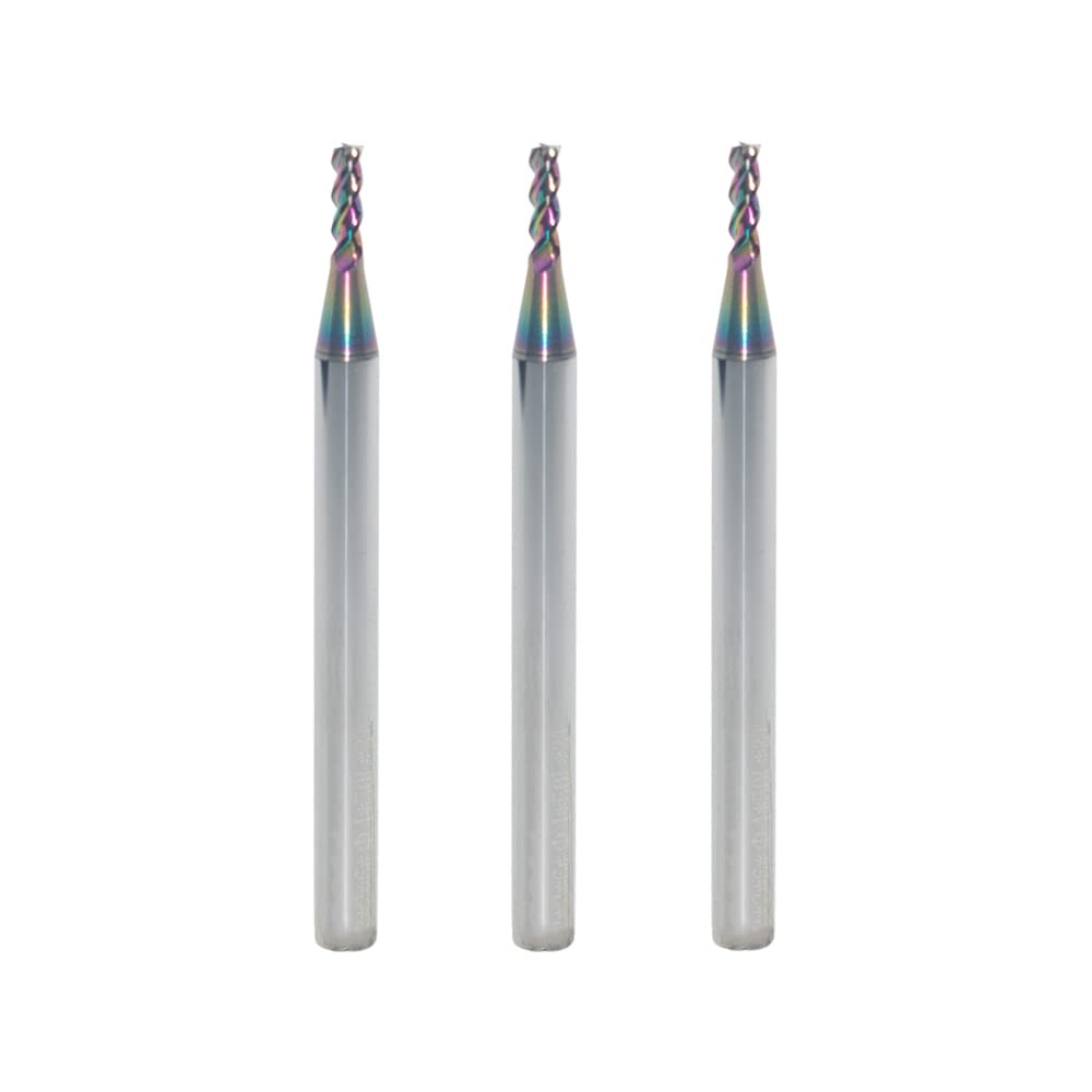 2mm Carbide Square End Mill, 3-Flute, DLC Coating, 3 Pcs