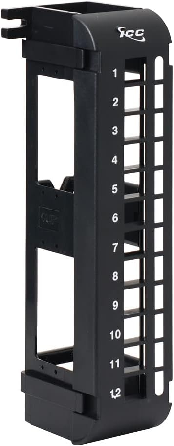 ICC 12-Port Blank Keystone Wall Mount Patch Panel, No Jacks, Black, 1-Pack