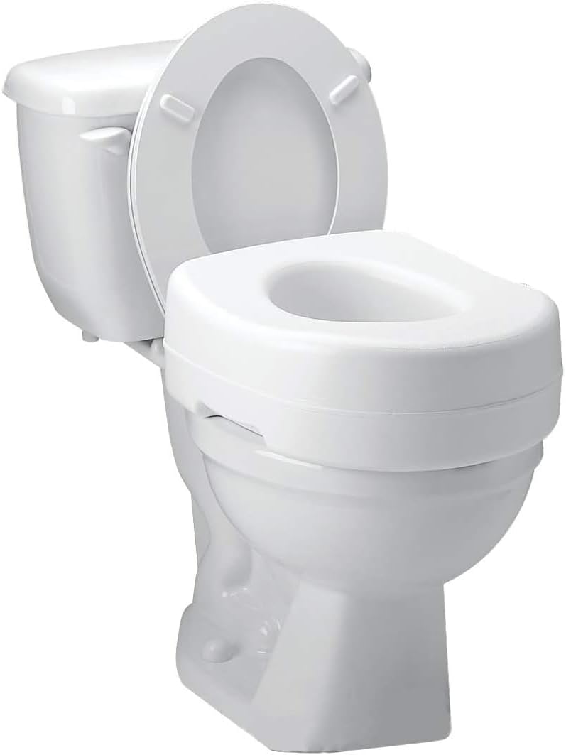 Toilet Seat Riser, Adds 5 Inches of Height, Elevated and Raised Toilet Seat with 300 lbs Capacity, Standard Riser for