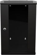 NavePoint 15.75 in Wall Mount Network Cabinet, 9U, Glass, Black