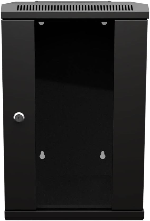 NavePoint 15.75 in Wall Mount Network Cabinet, 9U, Glass, Black