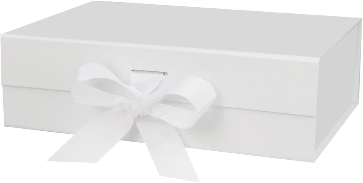 13"x9"x4" Large White Magnetic Gift Box with Lid for Presents